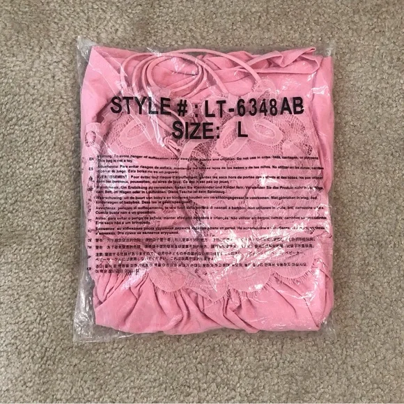 Zenana Crochet Lace Ruffle Dress In Dusty Pink. NEW! Sz L & XL - Picture 7 of 8